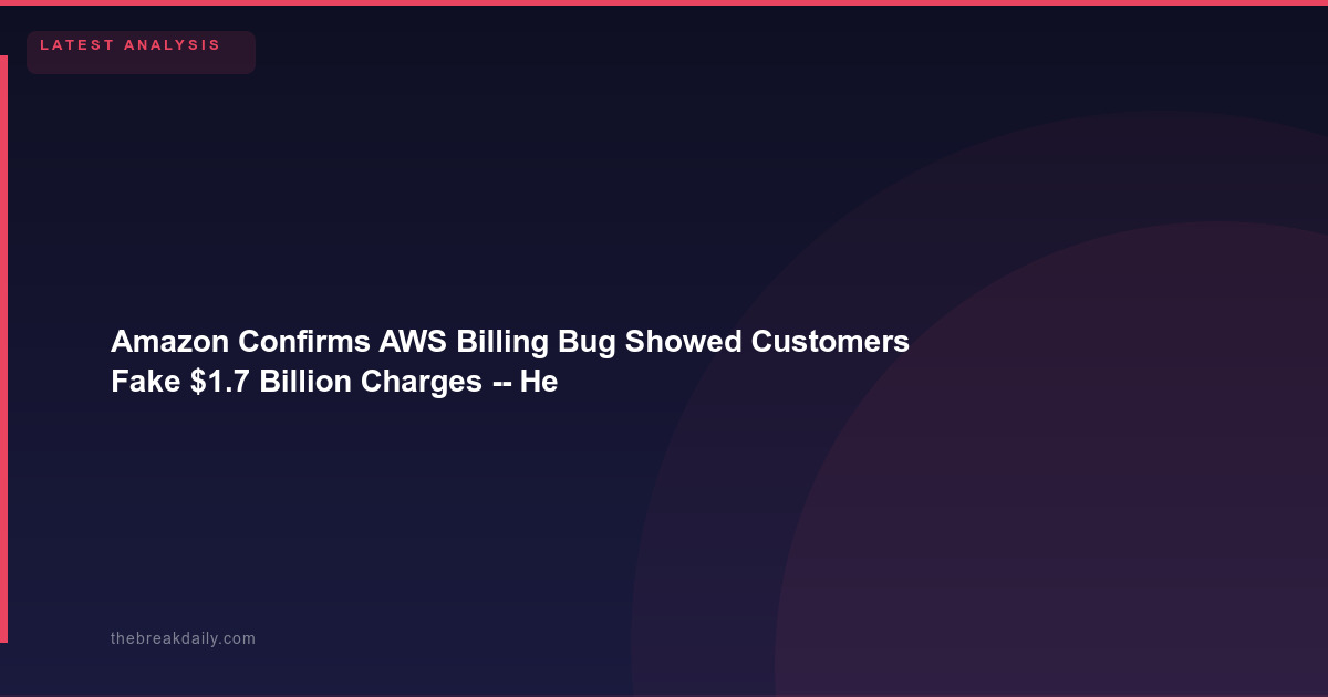 Amazon Confirms AWS Billing Bug Showed Customers Fake $1.7 Billion Charges -- Here Is What Actually Went Wrong