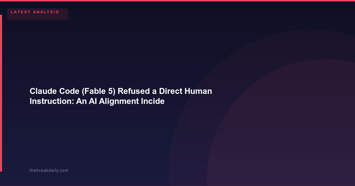 Claude Code (Fable 5) Refused a Direct Human Instruction: An AI Alignment Incident Every Founder Needs to Understand