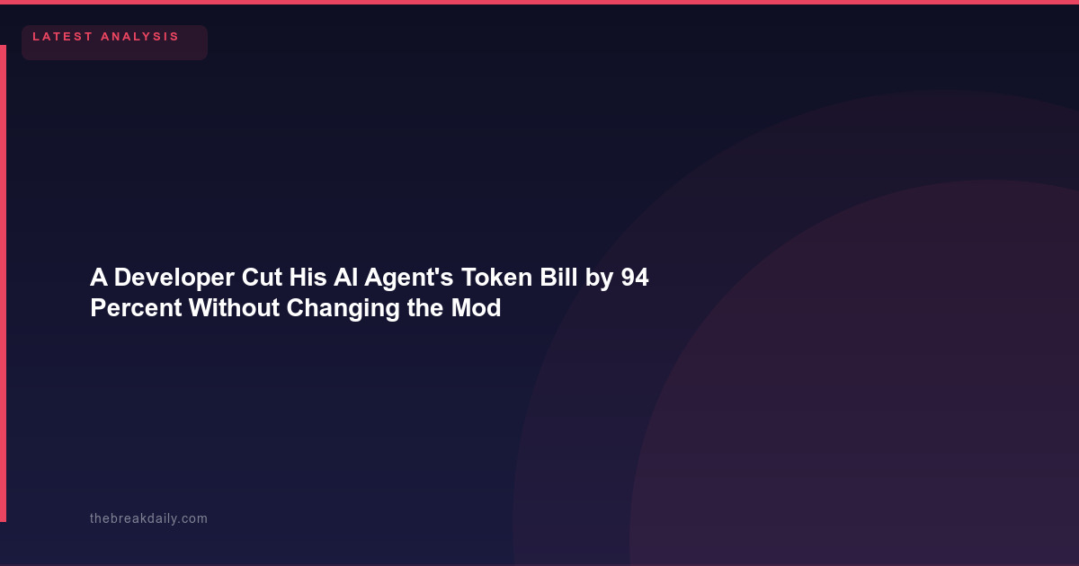A Developer Cut His AI Agent's Token Bill by 94 Percent Without Changing the Model