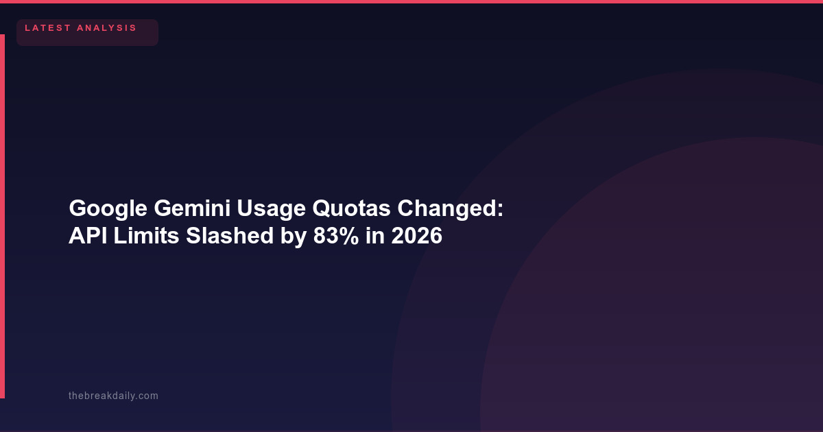 Google Gemini Usage Quotas Changed: API Limits Slashed by 83% in 2026