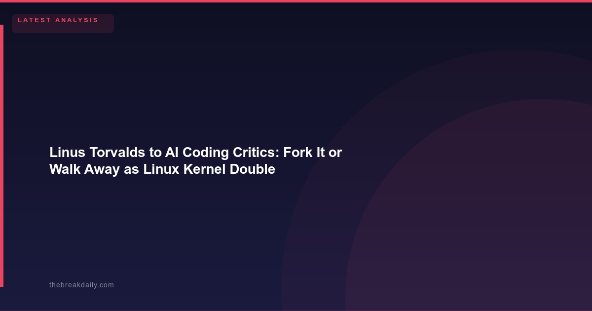 Linus Torvalds to AI Coding Critics: Fork It or Walk Away as Linux Kernel Doubles Down on AI-Assisted Development