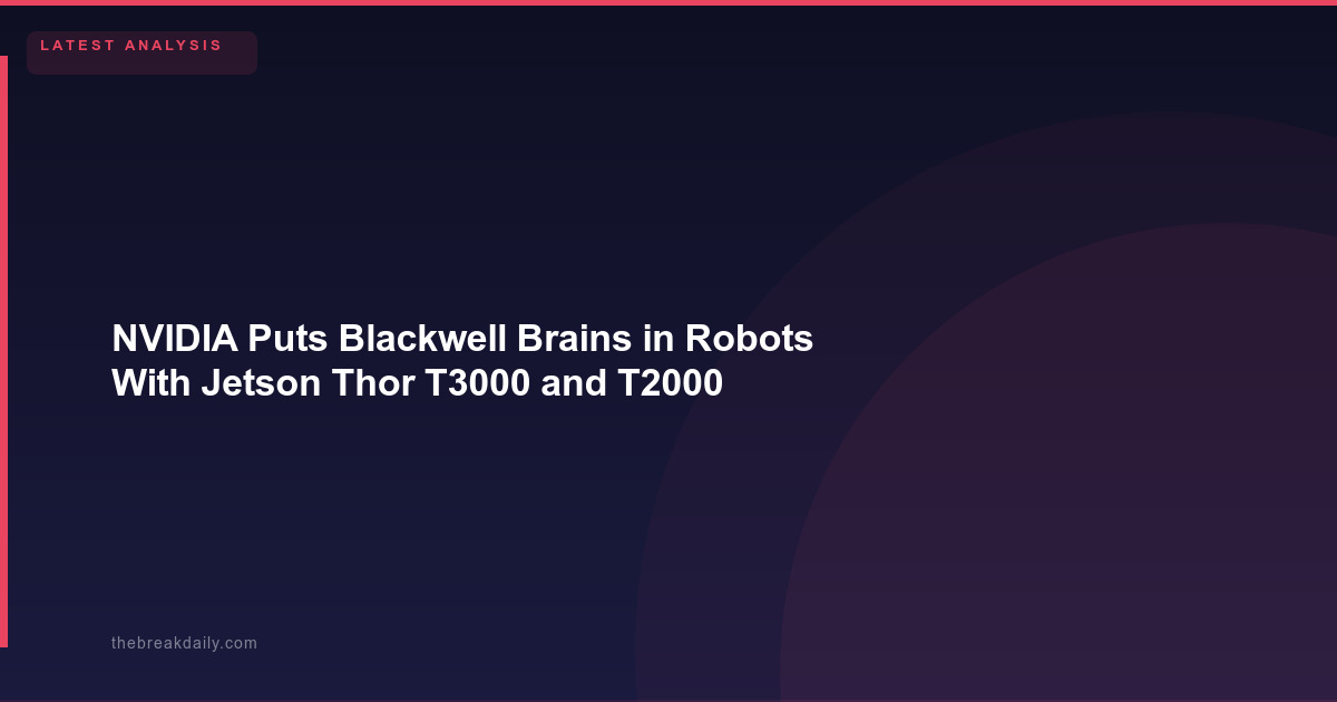 NVIDIA Puts Blackwell Brains in Robots With Jetson Thor T3000 and T2000