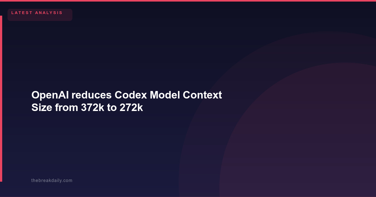 OpenAI reduces Codex Model Context Size from 372k to 272k