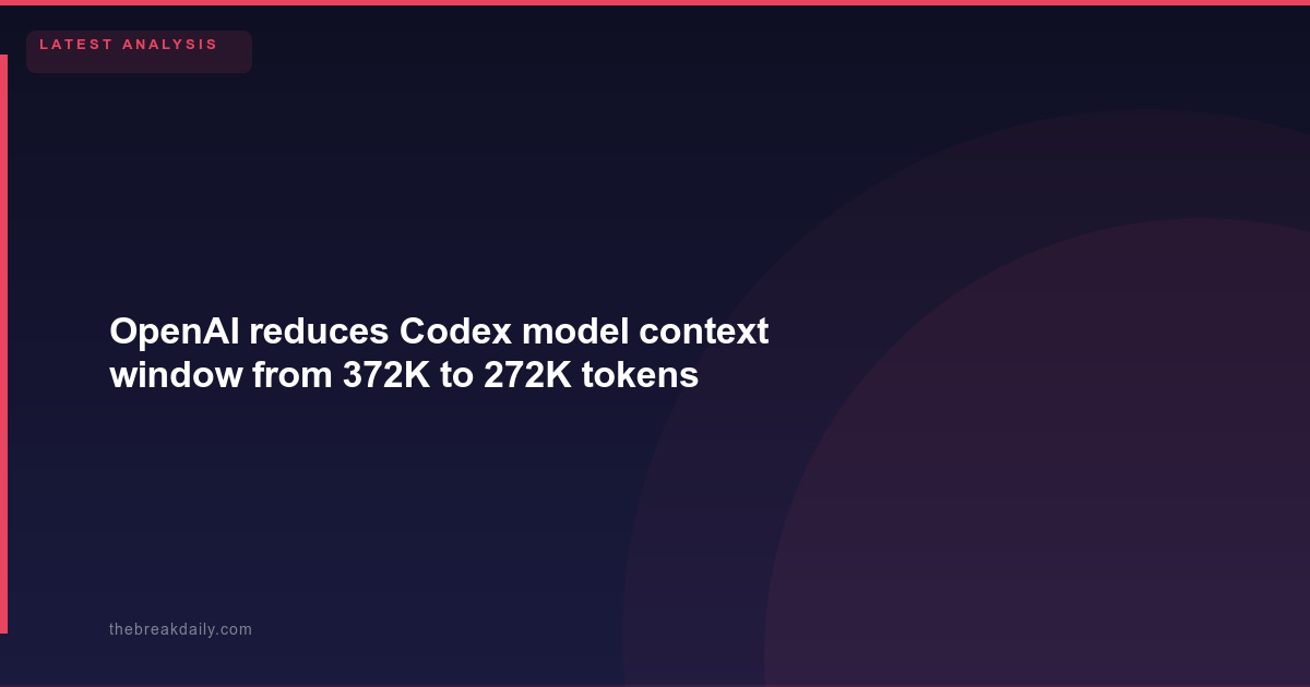 OpenAI reduces Codex model context window from 372K to 272K tokens