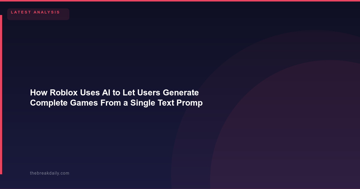 How Roblox Uses AI to Let Users Generate Complete Games From a Single Text Prompt